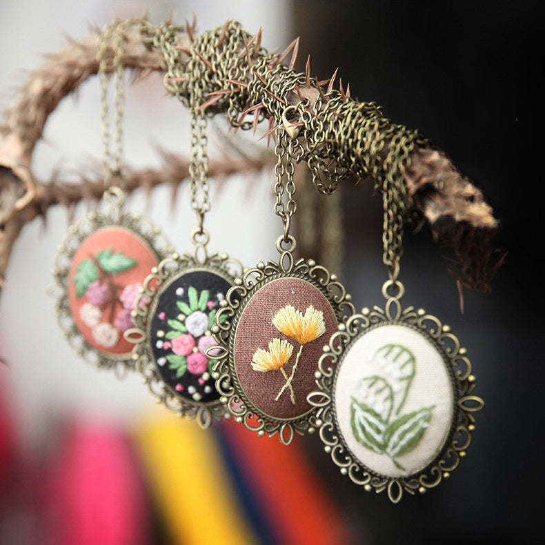 Embroidery Necklace Pendant Kits Mini