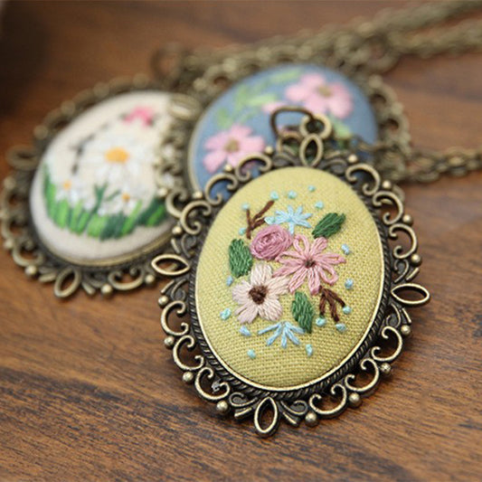 Embroidery Necklace Pendant Kits Mini