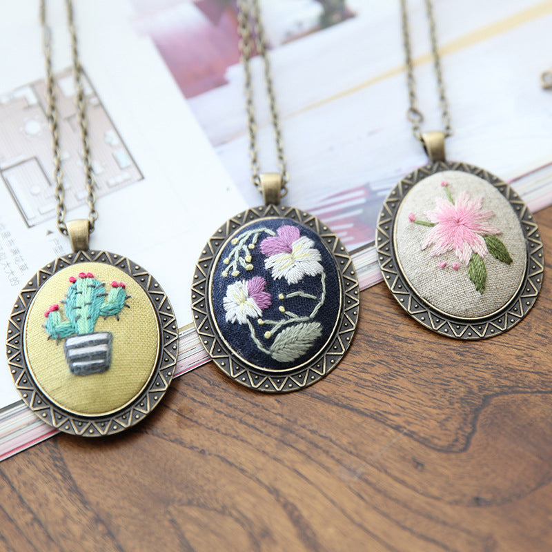 Embroidery Necklace Pendant Kits Mini