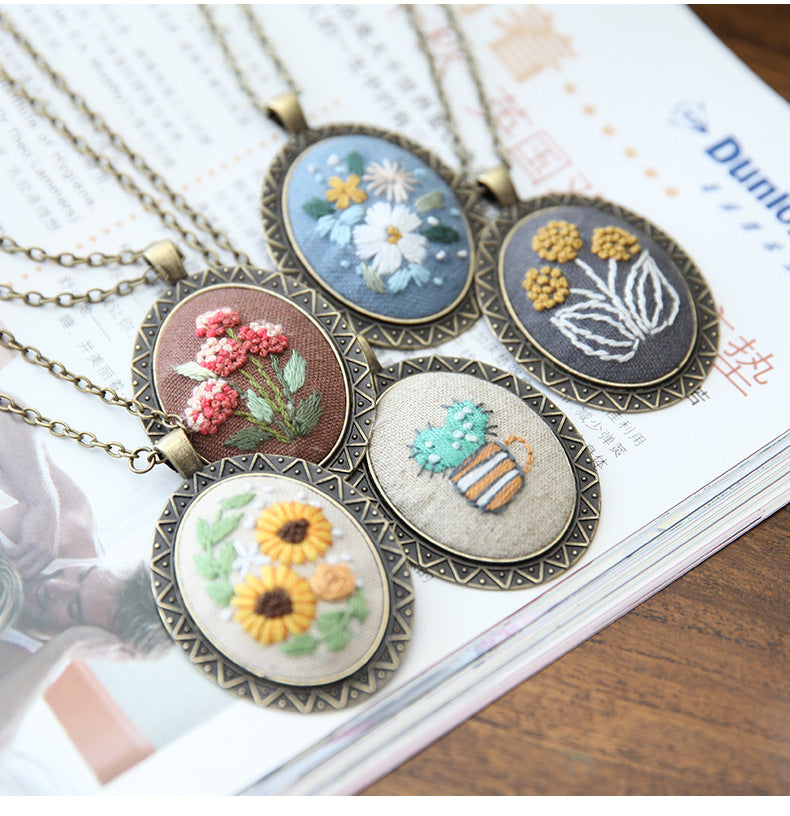 Embroidery Necklace Pendant Kits Mini