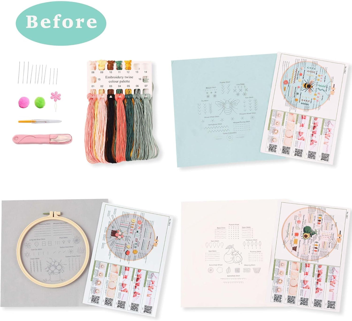 Embroidery kit with Patterns and Instructions