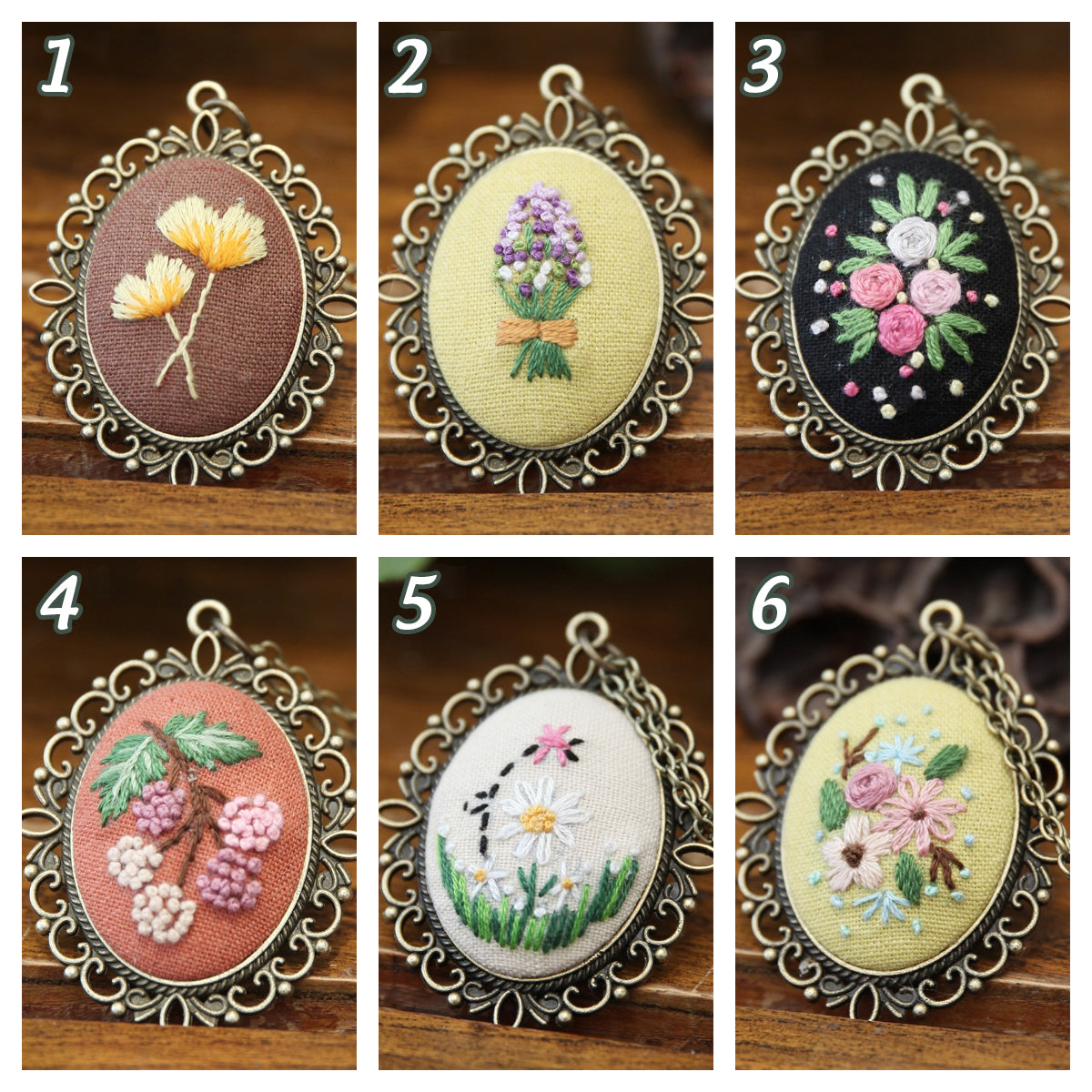 Embroidery Necklace Pendant Kits Mini