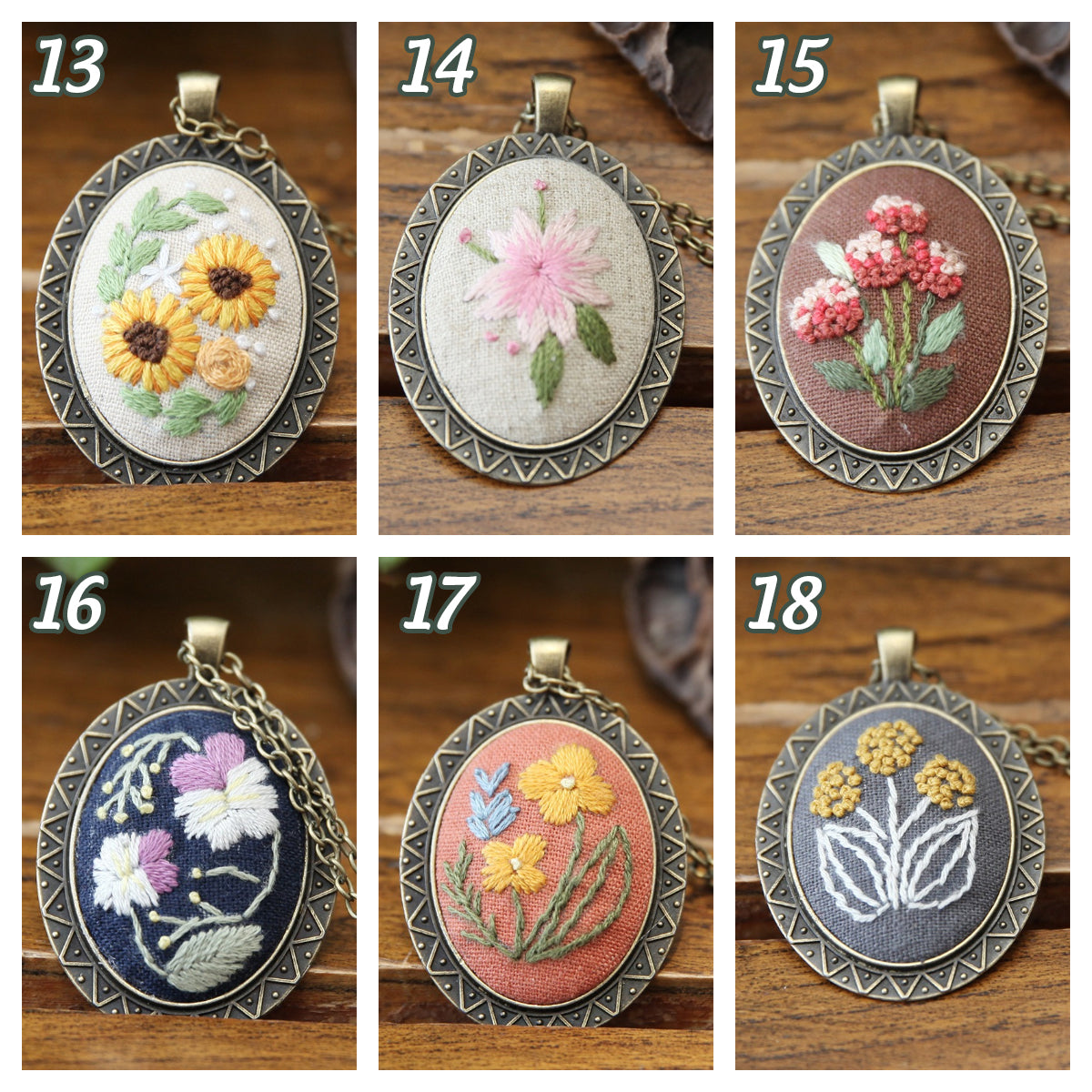 Embroidery Necklace Pendant Kits Mini