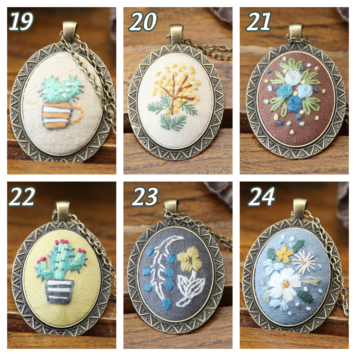 Embroidery Necklace Pendant Kits Mini