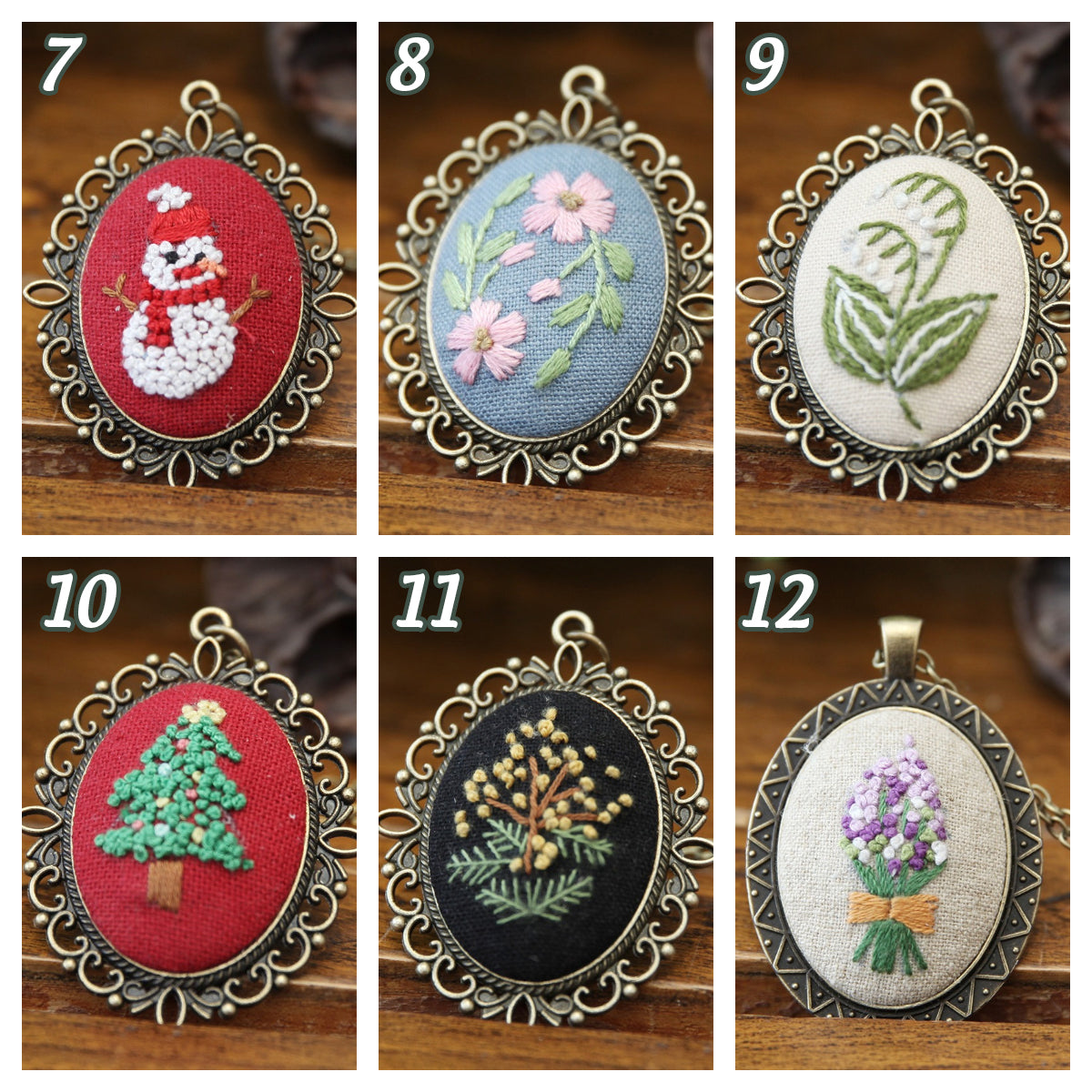 Embroidery Necklace Pendant Kits Mini