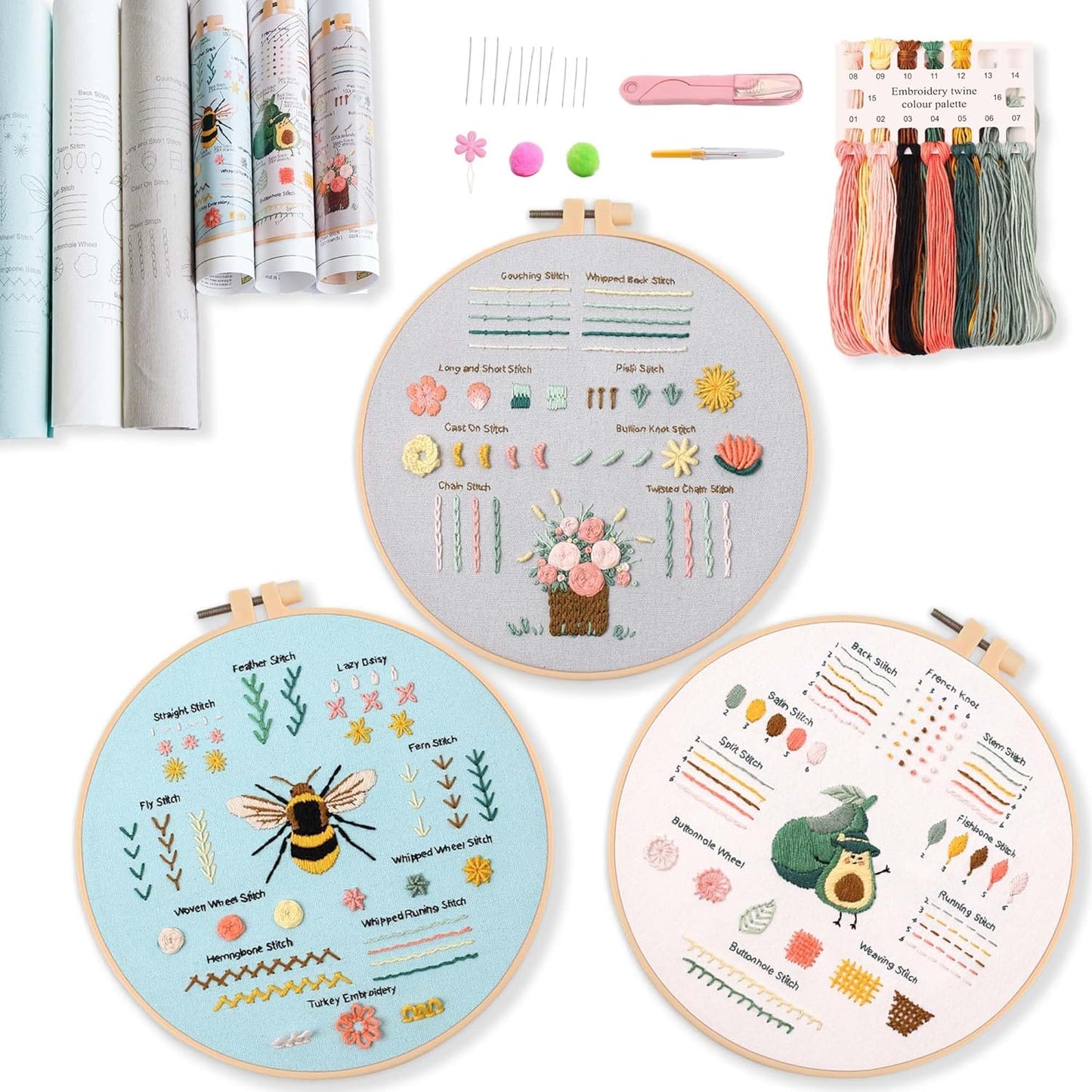 Embroidery kit with Patterns and Instructions