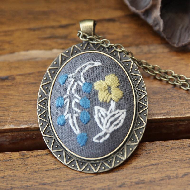 Embroidery Necklace Pendant Kits Mini
